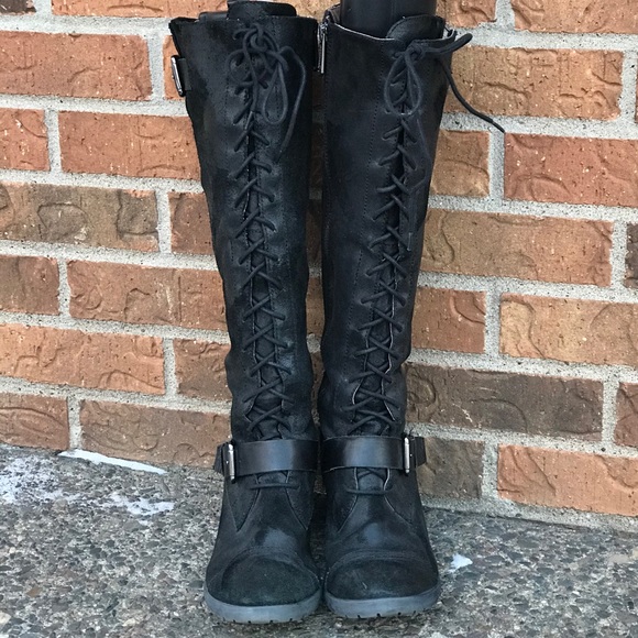 Donald J. Pliner Shoes - DONALD PLINER SUEDE DNALI LACE UP HEELED BOOTS 10